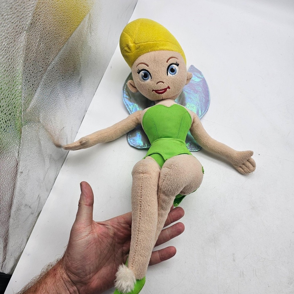 Disney Fairies Tinker Bell Plush Doll Stuffed Toy Medium Green Wings Cute - Picture 1 of 7